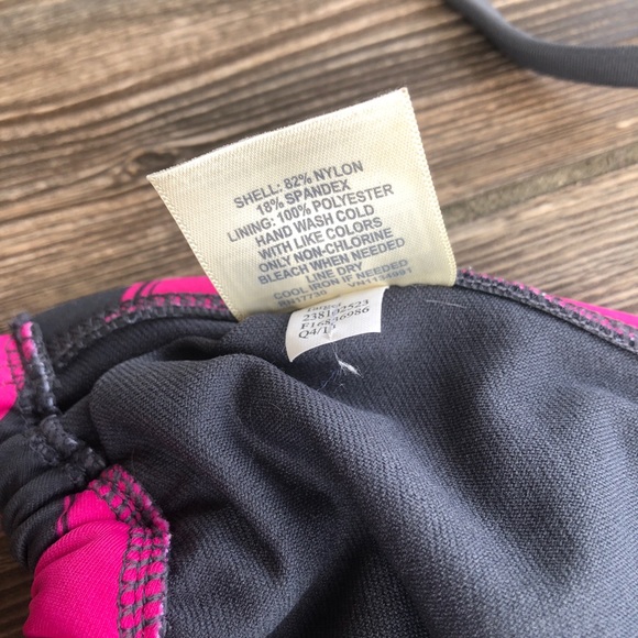 Converse Pink & Gray Triangle Tie Strap Bikini Top - Picture 6 of 9